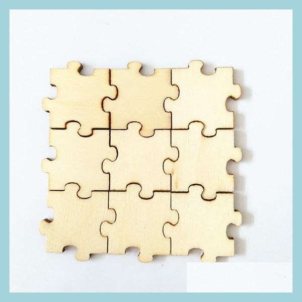 Arti e mestieri Pezzi di puzzle in legno tagliato al laser incompiuto Vuoto Singolo infinito in legno per bambini Libro degli ospiti Arti e mestieri Drop Deliv Dhawx