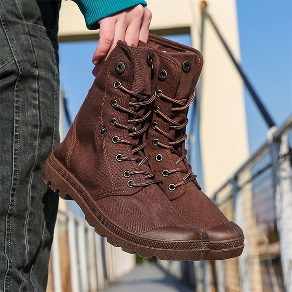 Stivali Uomo Army Platform Caviglia Lace Up Uomo Militare Desert High Top Scarpe di tela Cowboy Motorcycle 220913