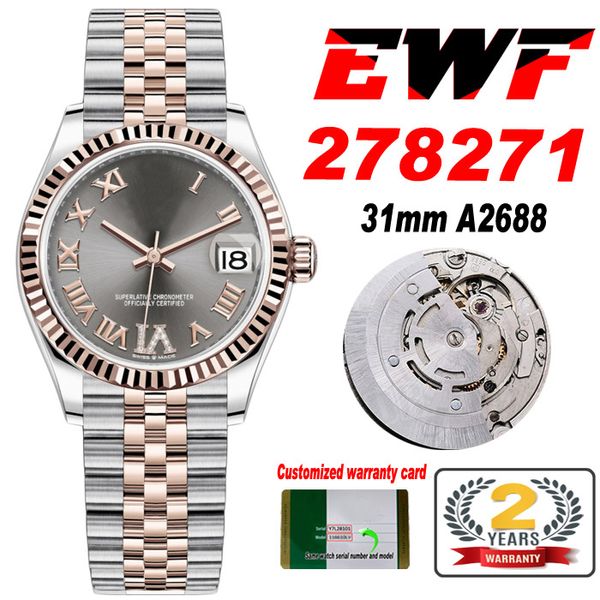 EWF 31mm 278271 ETA A2688 Orologio automatico da donna Two Tone Rose Gold Rhodium VI Roman Dial JubileeBracciale in acciaio Super Edition Womens Same Series Card Puretime I9