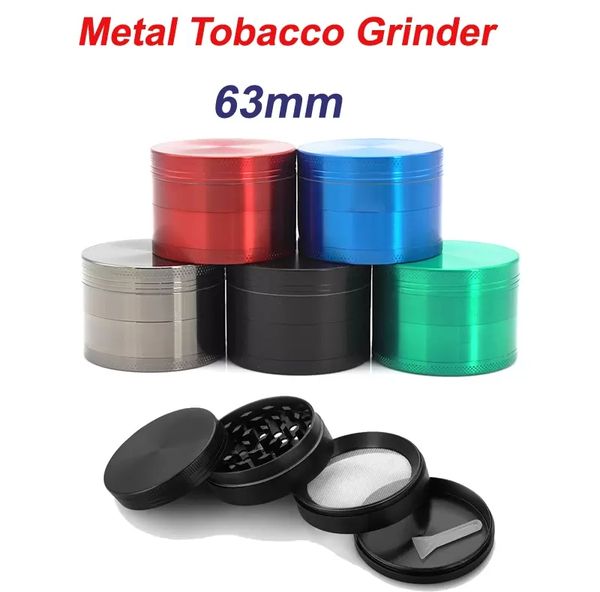 Accesorios para fumar Molinillo de hierbas de varios tamaños Tabaco Aleación de zinc Trituradora de 4 partes 40/50/55/63 mm Molino de especias y hierbas de pimienta en 5 colores