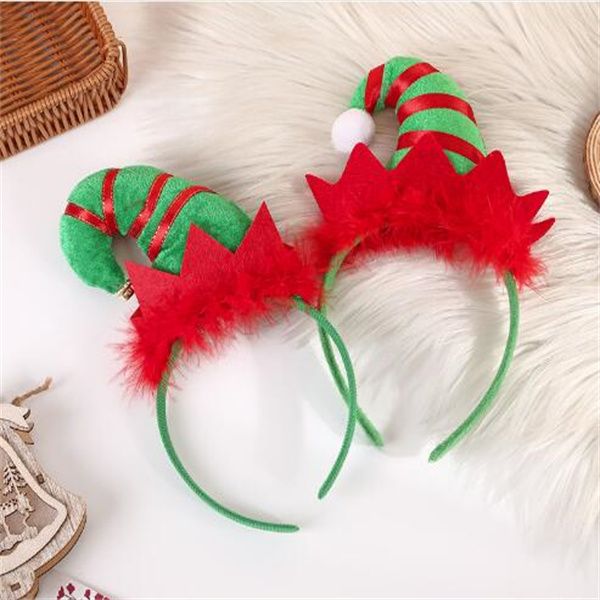 Рождественская шляпа повязка на голову колокол перо забавные аксессуары для волос вечеринка вечеринка эльфа