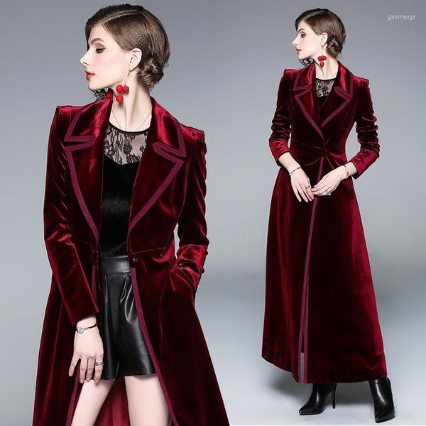 Trench da donna Moda da donna Maniche bordeaux Alla moda Autunno Inverno Abiti lunghi dolci Soprabito Cappotto casual sottile per le donne con