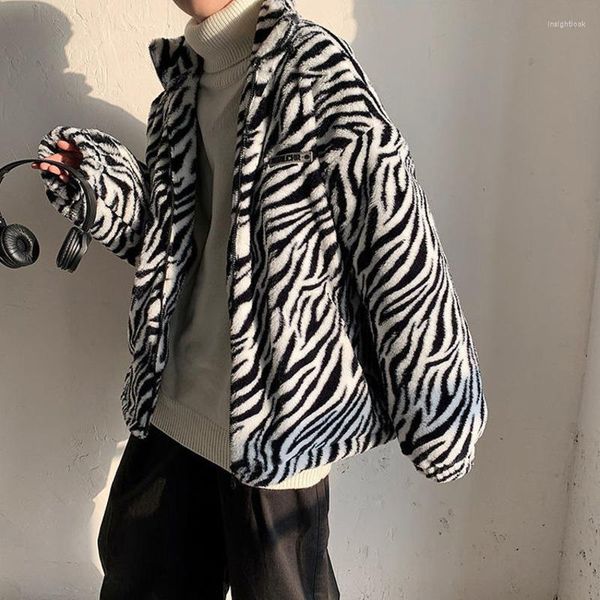 Giacche da donna 2022 Teddy Bear Fur Zebra Stripe Varsity Bomber Giacca autunnale Donna Spring Baseball Basic Jaket Cardigan per donna Cappotto