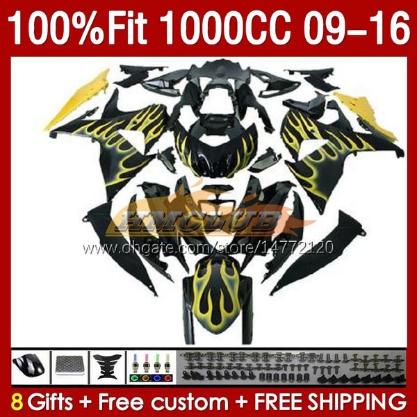 Einspritzverkleidungen für Suzuki GSXR 1000 CC K9 GSXR1000 2009 2010 2011 2012 2013 2014 2015 2016 151No.87 K 9 1000CC GSXR-1000 09 10 11 12 13 14 15 16 OEM-Verkleidung mit gelben Flammen