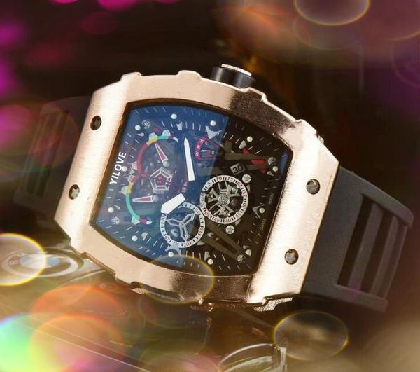 Самая низкая цена элегантные благородные мужские часы 43 -мм японские кварцевые хронограф мужской скелет скелетный циферблат