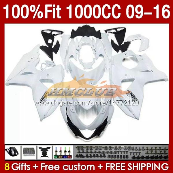 Carene iniezione bianco lucido per SUZUKI GSXR 1000 CC K9 GSXR1000 2009 2010 2011 2012 2013 2014 2015 2016 151No.107 K 9 1000CC GSXR-1000 09 10 11 12 13 14 15 16 OEM Fiera ing