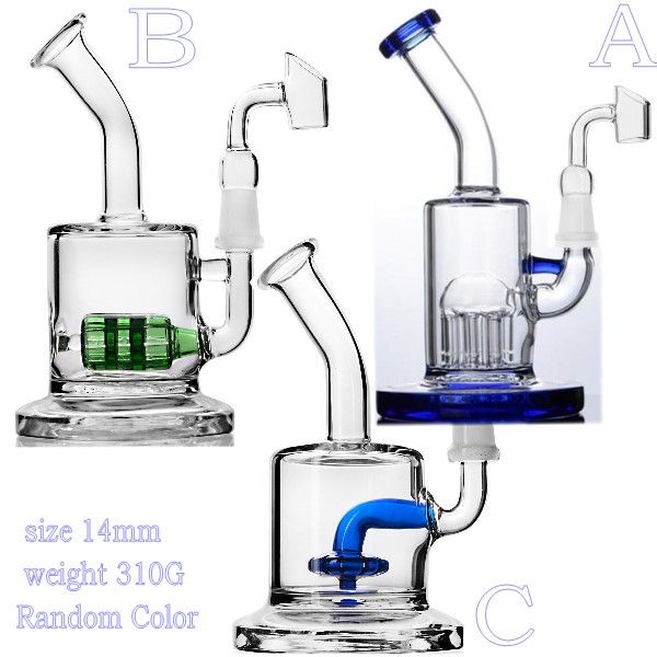 Mini Arm Tree Glass Dab Oil Rigs Percolatore Waterpipe Recycler Bong d'acqua Beaker Base Narghilè Bruciatori Tubi con giunto maschio 14mm Bong unico