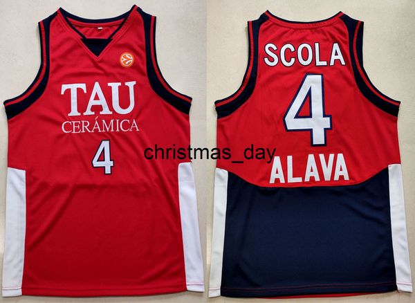 Luis Sco # 4 Tau Ceramica Maglie da basket retrò da uomo cucite personalizzate con qualsiasi nome numerico