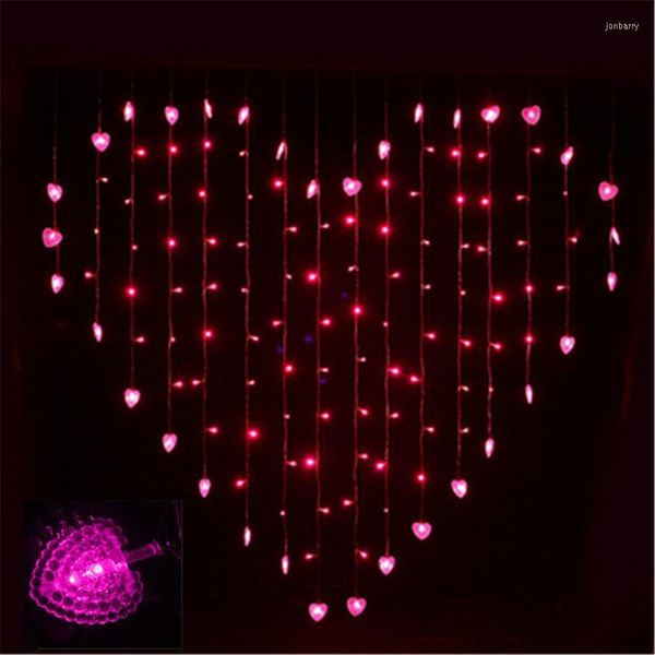 Stringhe YIYANG 2M X 1,5m a forma di cuore 128 cuori Multicolor LED String Holiday Light Natale Decorazione di nozze Luci per tende EU 220v