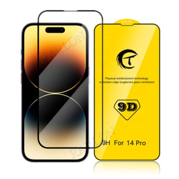 Pellicola proteggi schermo premium 9D a copertura totale in vetro temperato con bordo ad arco grande, senza bolle curve, per iPhone 15 14 Pro Max 13 13pro 12 Mini 11 XS XR X 8 7 Plus 6S