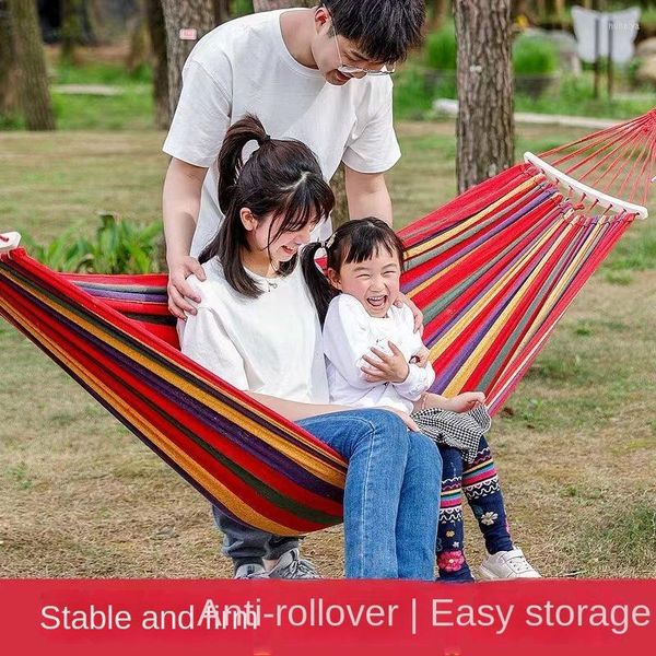 Camp Furniture Canvas Hammock Swing ao ar livre espessamento de camping lazer único casal duplo casal adulto dormitório cadeira de suspensão interna