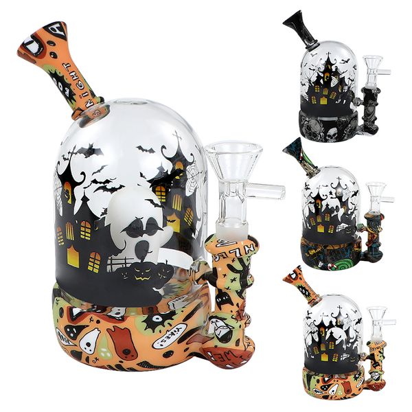 Shisha Silicon Ghost Water Pipe Holle zwischen Style Glass Ausrüstung mit 14 mm konischem Schüssel -Rauchzubehör