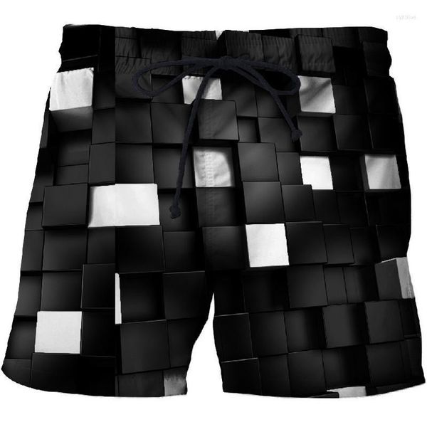 Shorts masculinos 2022 White Square Paint Beach Men Board Casual Plage férias