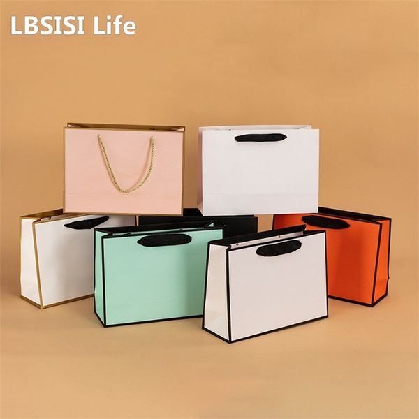 Confezione regalo LBSISI Life 10pcs Sacchetti di carta con manici graziosi Vestiti Bigiotteria cosmetica Articoli per feste per eventi Imballaggio Personalizza Shopping Bag 220913