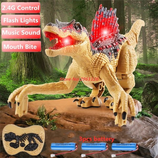 ElectricRC Animali 40CM Grande 24G RC Dinosauro Elettrico Walking Dragon Toy Musica Flash Light Robot Animale RC Spinosaurus Dinosaur Toy Boy Regali per bambini 220913