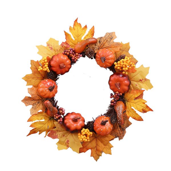 Altri articoli per la salute e la bellezza Ghirlanda autunnale Zucca artificiale Pigna Girasoli Foglie d'acero Bacche Decor per Halloween Ringraziamento Decorazione natalizia