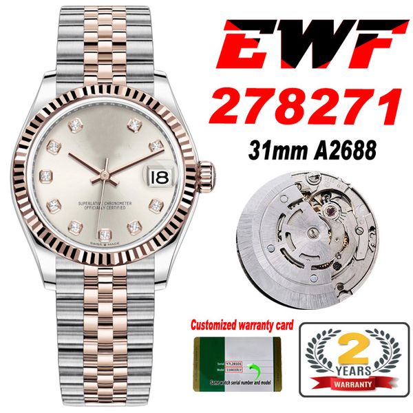 EWF 31mm 278271 ETA A2688 Orologio automatico da donna Two Tone Rose Gold MOP Diamanti Quadrante JubileeBracciale in acciaio Super Edition Womens Same Series Card Puretime D4