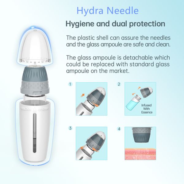 Carimbo Hydra Roller 24 pinos micro titânio microneedle dermasastamp tubo Remoção de acne bio h24 garrafa de hidraneedle com comprimento ajustável injeção sérica reutilizável