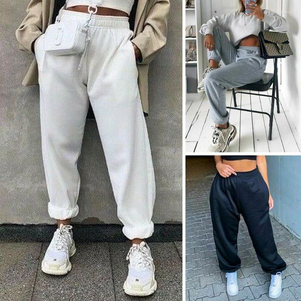 Kadın Pantolon Kadın Capris Bayanlar Günlük Pantolon Monokrom Uzun Nefes Alabilir Ter Emici Hip-Hop Dans Sporları Sweatpants