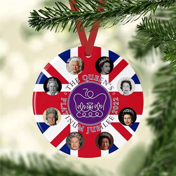 Nova rainha Elizabeth II 2022 Platinum Jubileu Christmas Ornamento Jubileu de platina comemorativo - o emblema do jubileu de platina da rainha Feliz Natal