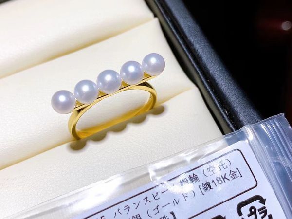 22090504 Takı yüzüğü 5 4.5-5mm aka inci au750 sarı altın kaplama 925 ayar gümüş ayarlanabilir denge aleti