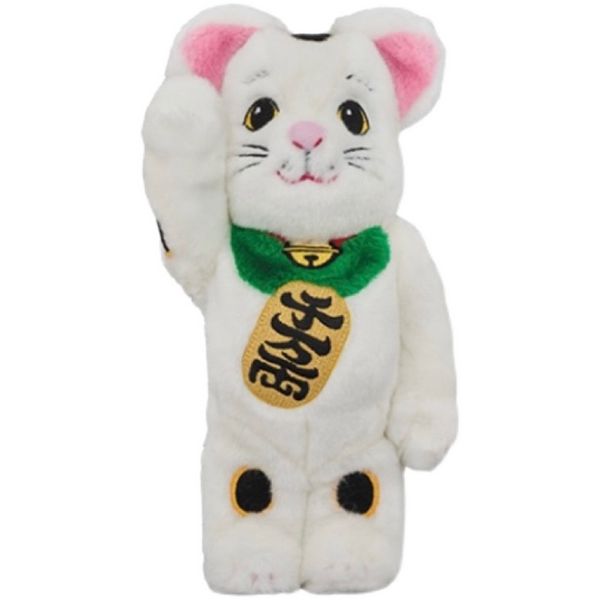 Neue Spiele Bearbrick 400% weiße Plüsch Fortune -Katze 10 Millionen Liang -Gewaltbausteine ​​mit Tide Doll Ornament Doll 28 cm