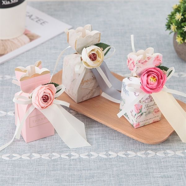 Embrulho de presente 20/50pcs Marble Wedding Favor and Sweet Gift Bags Candy Dragee Wedding Wedding Baby Churche Guests Party Festy Supplies 220913