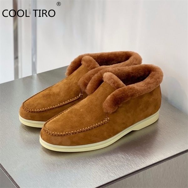 Botas de inverno homens peles aberta caminhada tornozelo bota marrom camurça mocassins slip slip em sapatos casuais de planos hightop genuíno 220913