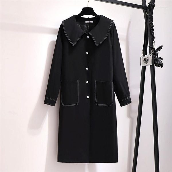 Trench feminina Coats de tamanho grande feminino 6xl russo outono casual casual solto casaco de tamanho único Black vintage Black Breakbreaker feminino