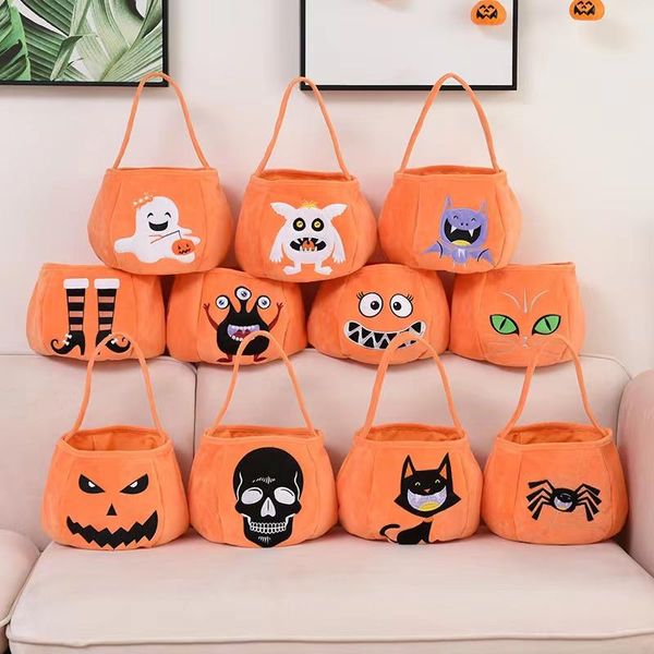 UPS MOQ 20PCS Halloween Korb Kürbis Tasche Requisiten Geschenkpapier Kinder Griff Süßigkeiten Taschen Ghost Festival tragbare Eimer Dekoration