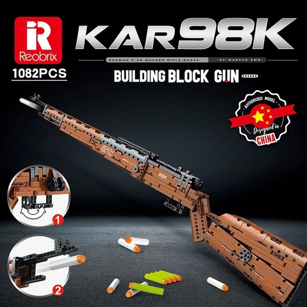 The Kar 98k Fucile da cecchino Guns Building Blocks Armi da fuoco militari Serie MOC Modello di arma Ragazzi Pistola per bambini Gioco di tiro per bambini Giocattoli educativi Regali di Natale