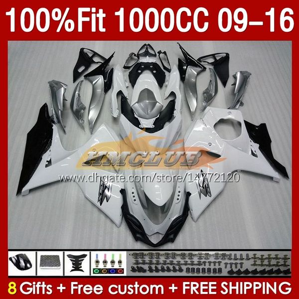 Einspritzverkleidungen für Suzuki GSXR-1000 K9 GSXR 1000 CC 151No.14 GSXR1000 09 10 11 12 13 14 15 16 1000CC 2009 2010 2011 2012 2013 2014 2015 2016 OEM-Verkleidung, weißer Rahmen schwarz