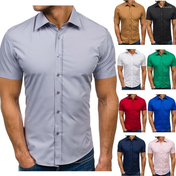 Männer Casual Hemden Männer Marke Formales Hemd Männer 2022 Sommer Kurzarm Business Weiß Slim Fit Baumwolle Tops 10 farben Asiatische Größe