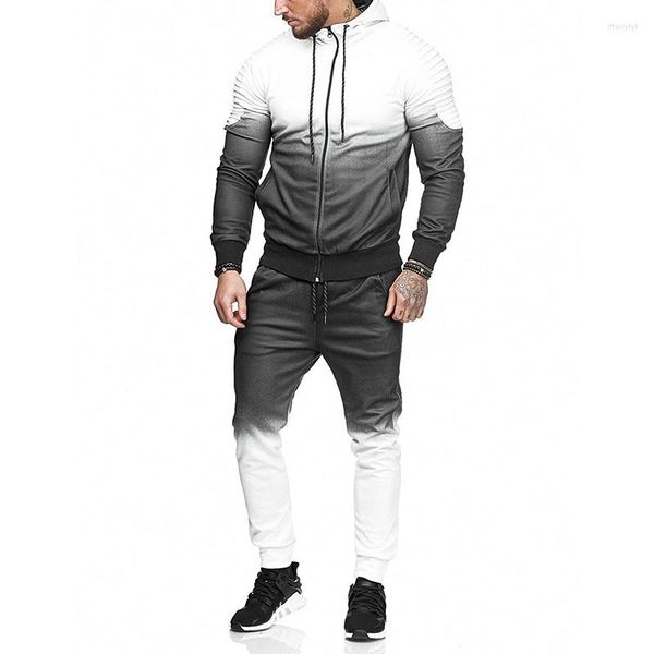 Men's Tracksuits Zogaa Moda Casual Men suor Sure Streetwear com capuz Top Stitching Color Sweats