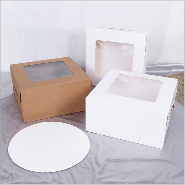 Подарочная упаковка 10 шт. Белая коричневая картонная коробка для торта с прозрачным окном Home Party Diy Dessert Cupcake упаковочная коробка подарок 220913
