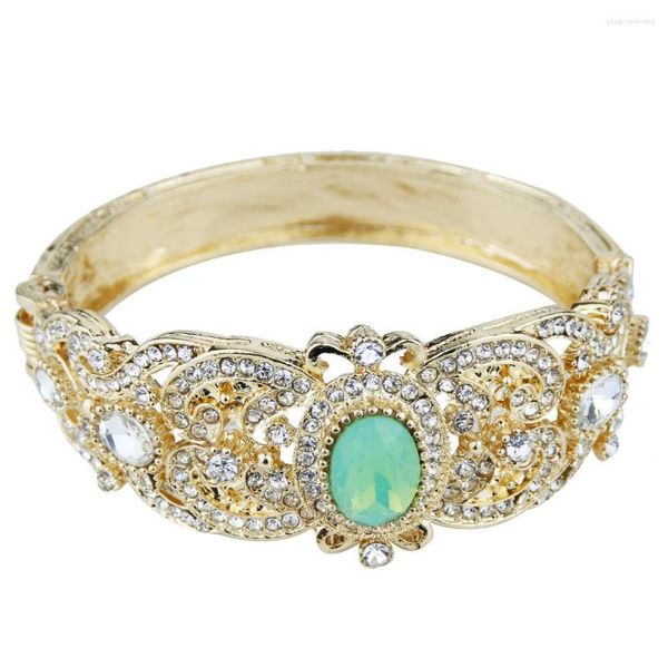 Pulseira solar -spicems ouro argélia argélia marrocos bracelete menta verde cristal feminino jóias de casamento dubai imitação bijoux amor presente