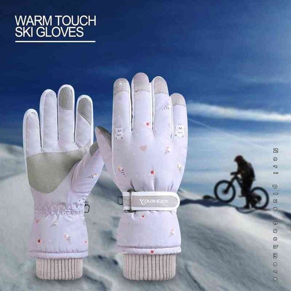 Winter Snow Motorcycle Work Girls Guanti impermeabili e caldi Touch Screen per sciare Rid 0909