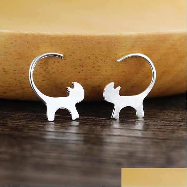 Ciondola Lampadario 925 Sterling Sier Carino Ciondola L'orecchino Creativo Coda Lunga Appendere Gatto Orecchini Animale Gioielli Per Donna Dro Mjfashion Dhuff