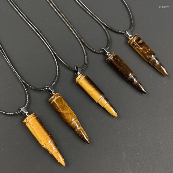 Charcking Healing Quartz Tiger Eye Stone Pendulum Ponto Pingente Pingente Calha de Cadeia Chain Charms Punk Charms Jóias para homens