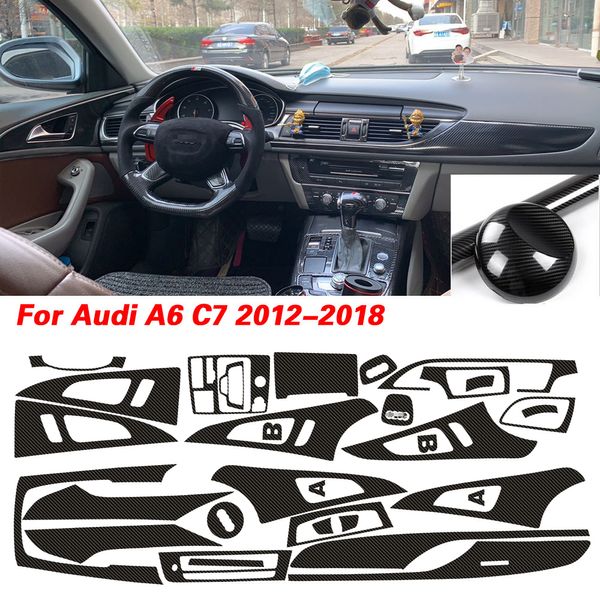 Auto-Innenraum-Mittelkonsole, Farbwechsel, Karbonfaser-Formaufkleber, Aufkleber für Audi A6 C7 2012–2018