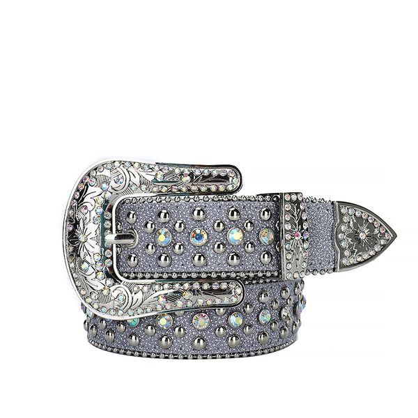 Cinture di strass per uomo Donna Western Cowboy Cowgirl Bling Cintura in pelle con borchie per pantaloni jeans