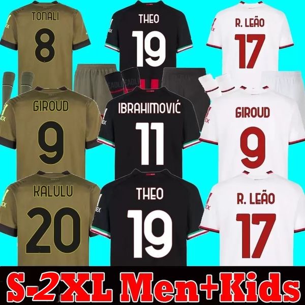 Maglia da calcio IBRAHIMOVIC 22 23 AC S GIROUD R. LEAO TONALI THEO Maglia da calcio per bambini da uomo S-4XL