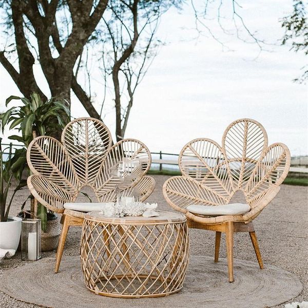 Designer de móveis de acampamento Petal Wicker Cadeiras de praia nórdica Jardim de lazer ao ar livre Cadeira de varanda do pátio moderno