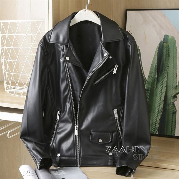 Couro de couro masculino Zaaho Spring Autumn Men Black Faux Leather Jacket Fashion Fashion Biker Coat casual Solid Outwear Man 220913