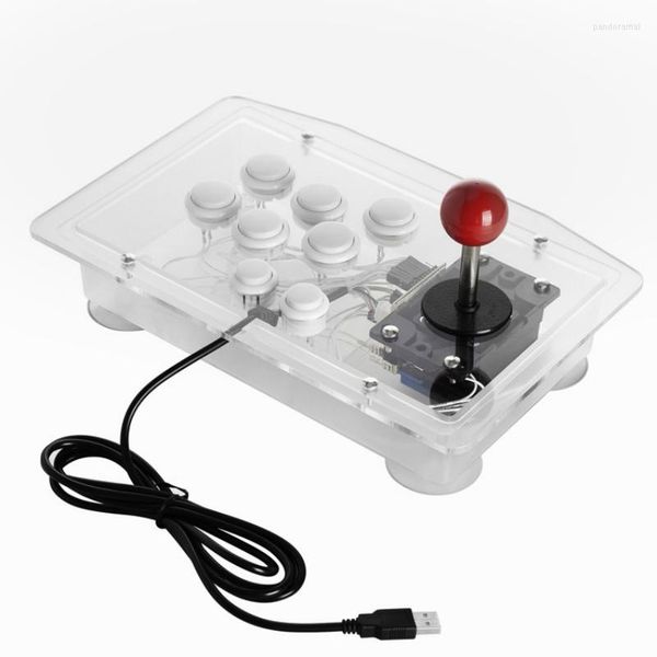 Oyun Denetleyicileri Arcade Joystick LED Işık 6 Düğmeleri USB Fighting Stick Oyun Denetleyicisi Gamepad Video PC Konsolları Hediyeleri