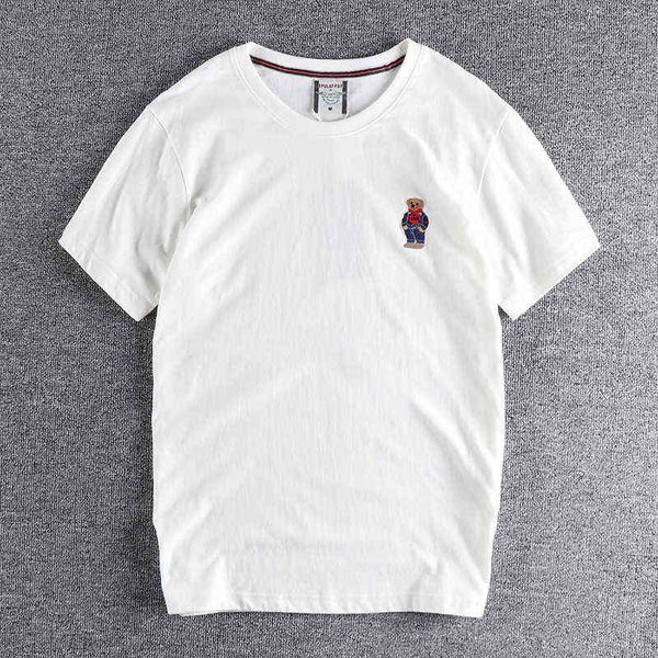 T-shirts pour hommes Été Nouveau T-shirt de broderie à manches courtes rétro japonais Mode pour hommes Simple Lavé Vieux Tissu Brossé Pur Coton Causal Tops T220909