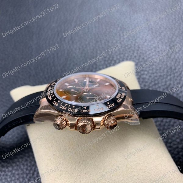 Outros relógios 10 Estilo Mens Relógios M116515ln 40mm Chocolate Dial 18k Rose Gold Natural Rubber Strap Sem Cronógrafo 2813 Esportes Automático Mecânico Mens Wrist Watch