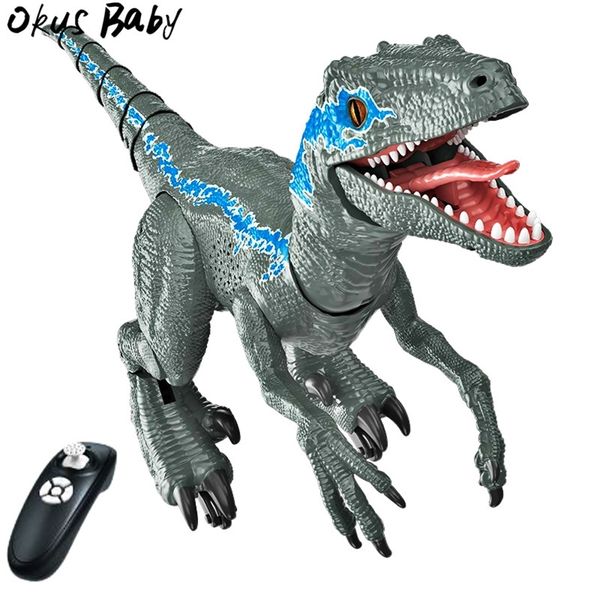 ElectricRC Animali Big Size 24G RC Dinosauro Intelligente Raptor Animale Telecomando Dinosauro Giocattolo Elettrico Camminare Giocattoli Animali Per Bambini Regalo 220913