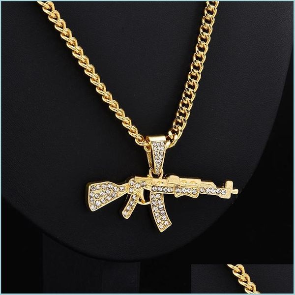 Подвесные ожерелья Новое металлическое золотое пистолетное пистолетное пистолетное пистолетное пистолетное пистолетное ожерель