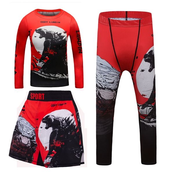 Roupas familiares MMA RashGuard para crianças Jiu Jitsu Tshirtpant Sports STORTS Garoto Caso de garoto Jergas de kickboxing Crianças Fitness Tracksuits 220913